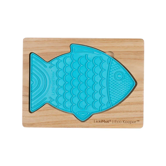Lickimat Wooden Eco Slow Feeder Keeper - Fish Shaped - Image 3